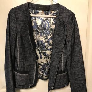 Elie Tahari Navy Tweed Blazer